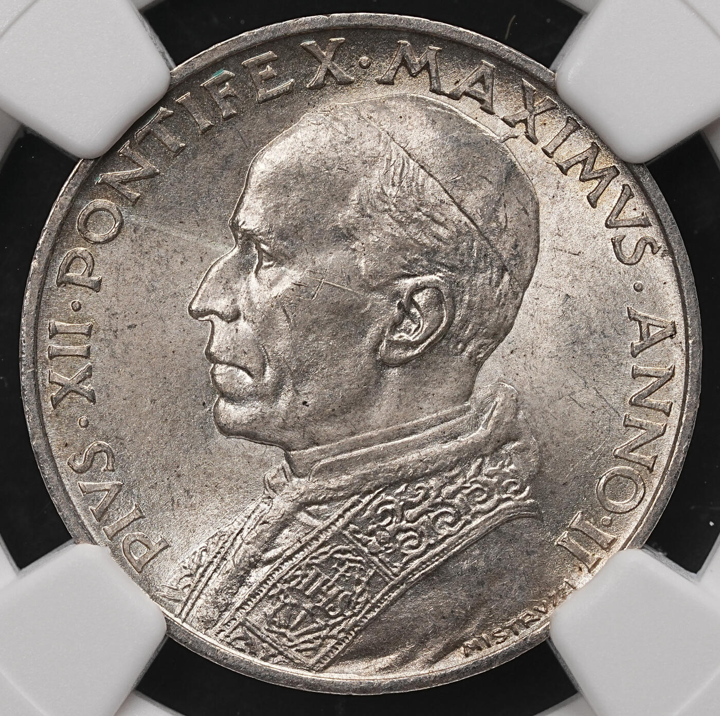 修遠堂世界钱币第112期 NGC MS65 1940年梵蒂冈5里拉银币