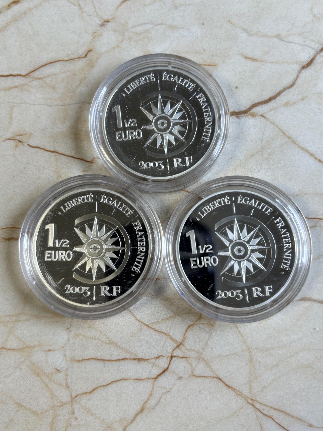 第197期拍卖 法国2003年环游世界系列精制银币套3枚套，22.2克*3，发行 15000套