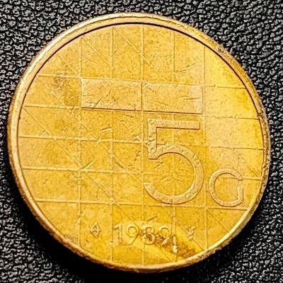 泉币菌-第229场-拍品多 请提前出价 23.5mm 加厚币 1989年荷兰5盾铜币  女王 