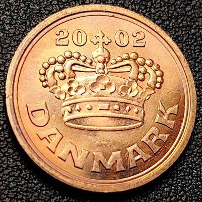 泉币菌-第229场-拍品多 请提前出价 原铜光极美 丹麦50欧尔硬币 皇冠