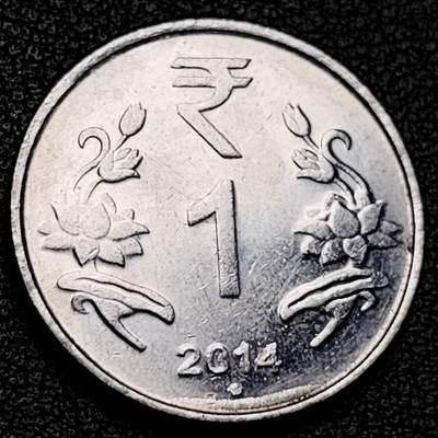 泉币菌-第229场-拍品多 请提前出价 印度1卢比硬币 阿育王狮子座