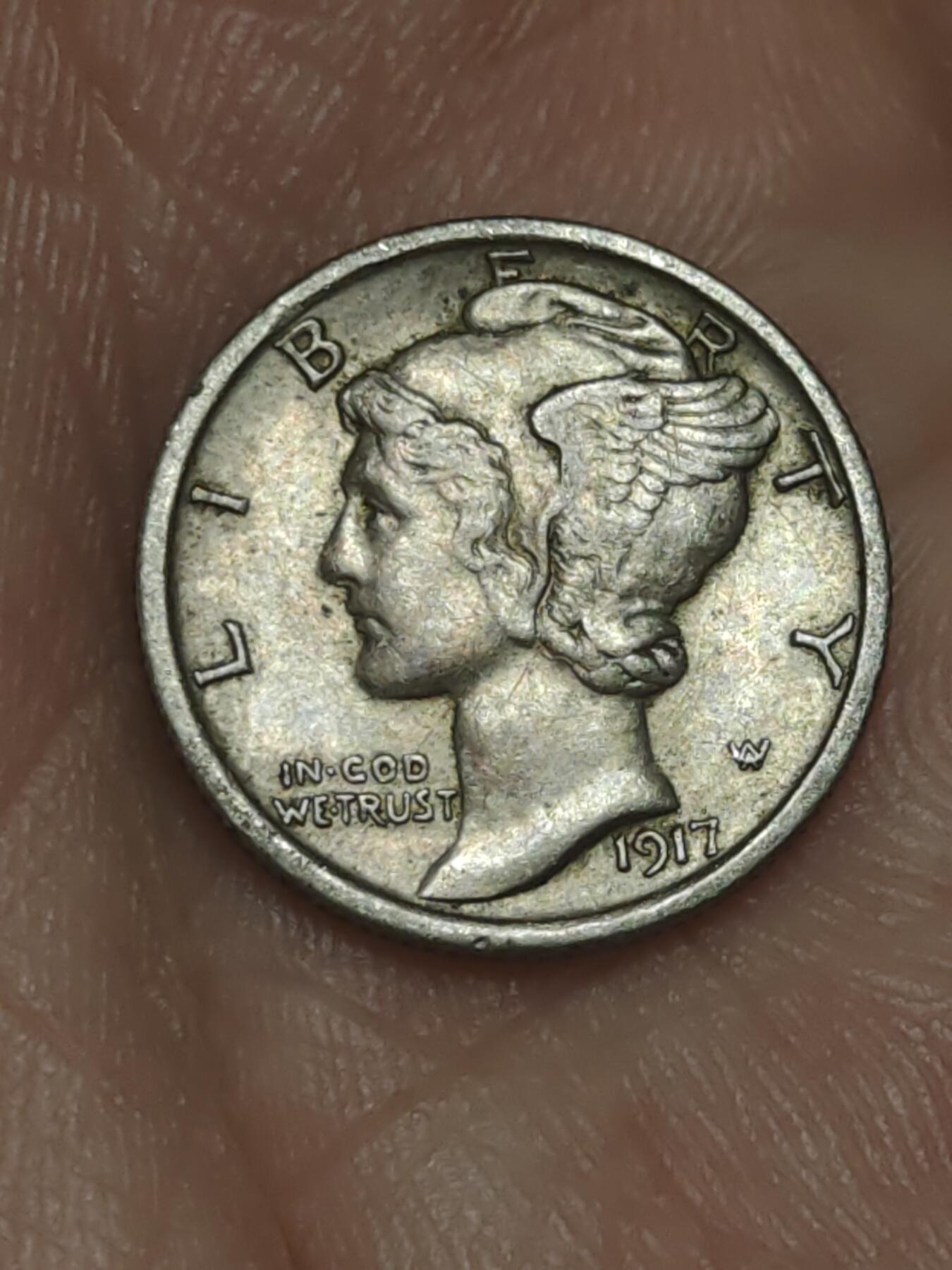 2026年第四十五场(总第二百一十四场）外国好品散币场(免佣金) 早期年份好品–美国🇺🇸1917年1角银币(墨丘利1角，无标版，900高银)