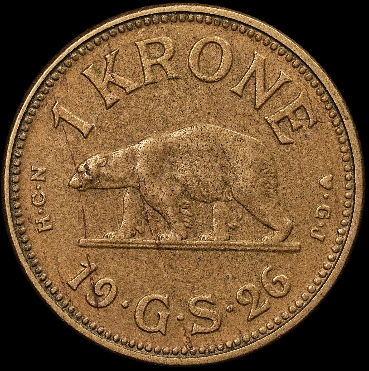 修遠堂世界钱币第112期 1926年格陵兰1克朗