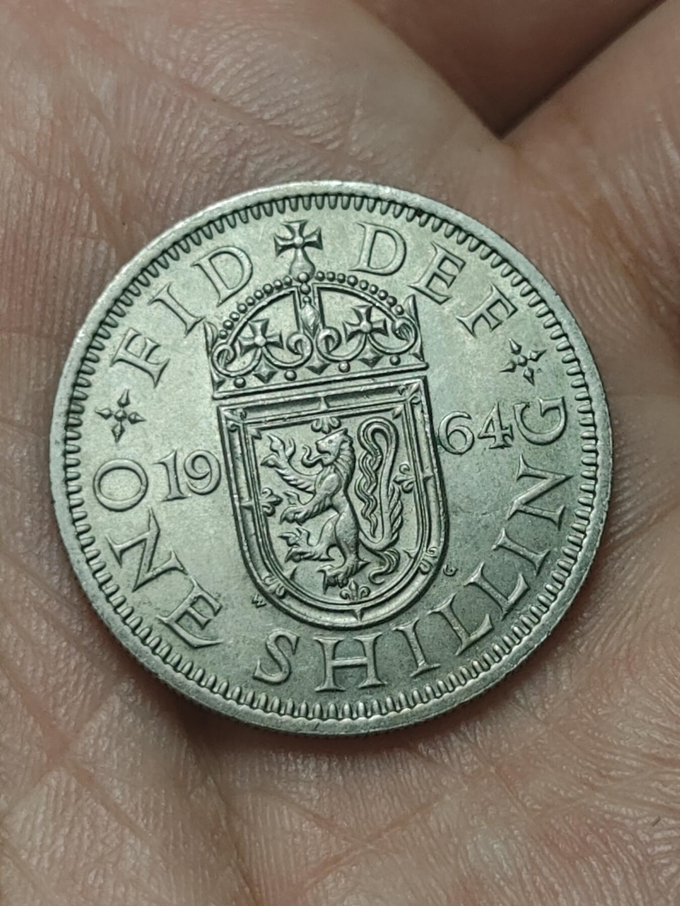 2026年第四十五场(总第二百一十四场）外国好品散币场(免佣金) 英国🇬🇧1964年1先令(伊丽莎白二世青年桂冠第二版，苏格兰盾徽版)