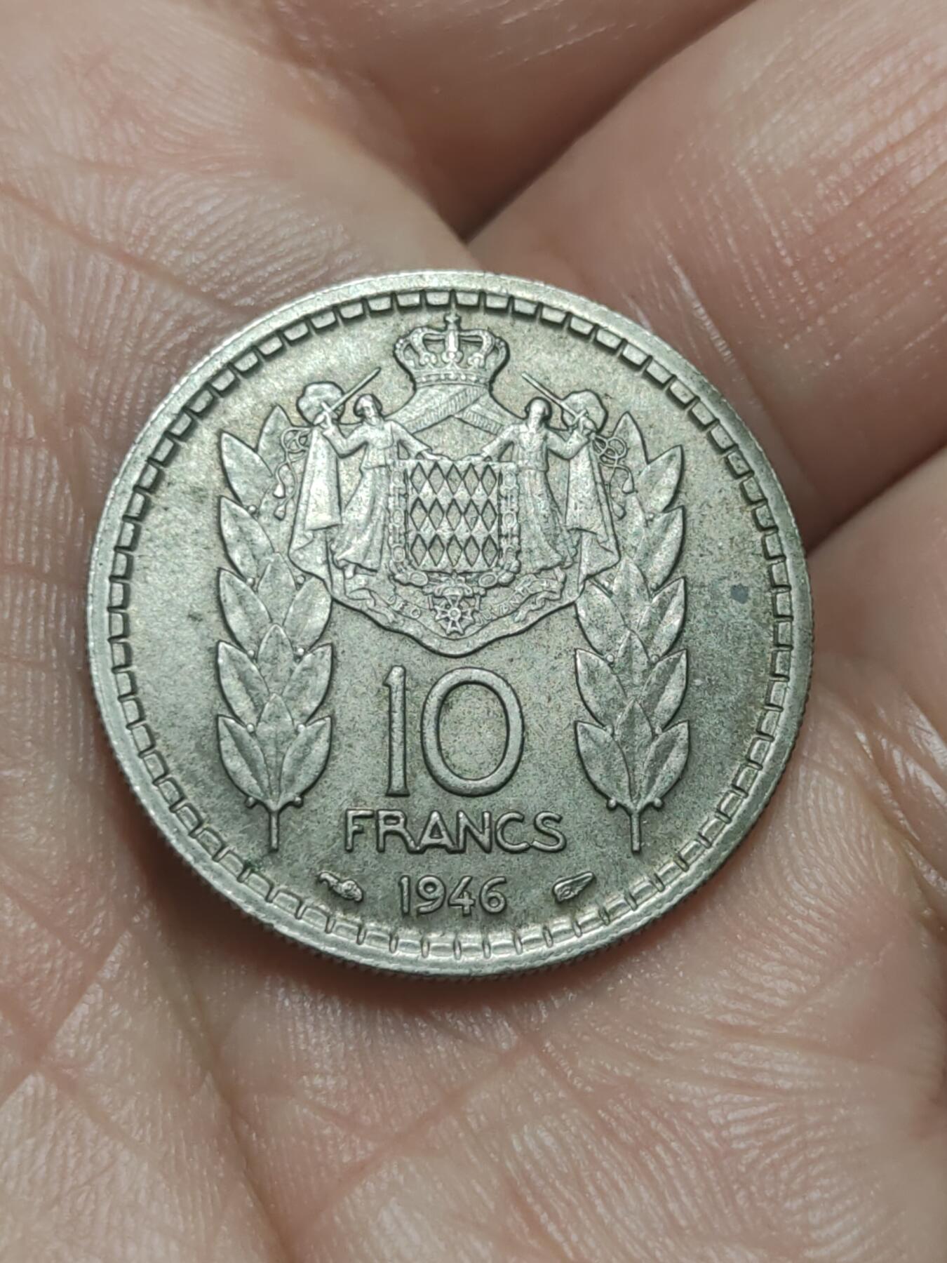 2026年第四十五场(总第二百一十四场）外国好品散币场(免佣金) 少见–摩纳哥🇲🇨1946单年份10法郎(路易斯二世时期)