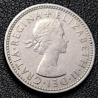 泉币菌-第229场-拍品多 请提前出价  1962年 英国1先令镍币 苏格兰站狮  伊丽莎白二世 24mm 