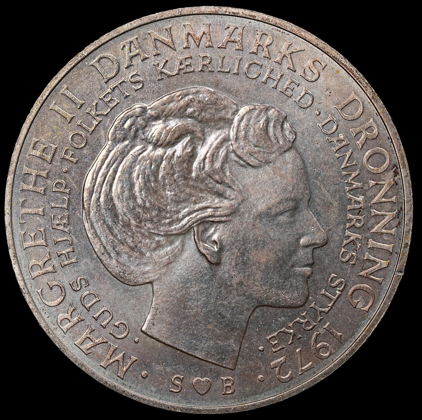 修遠堂世界钱币第112期 1972年丹麦国王更迭纪念10克朗银币 20.40g，含银80%