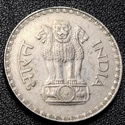 泉币菌-第229场-拍品多 请提前出价 安全齿 印度1982年1卢比銅镍硬币 大版 28mm 8g阿育王狮子座