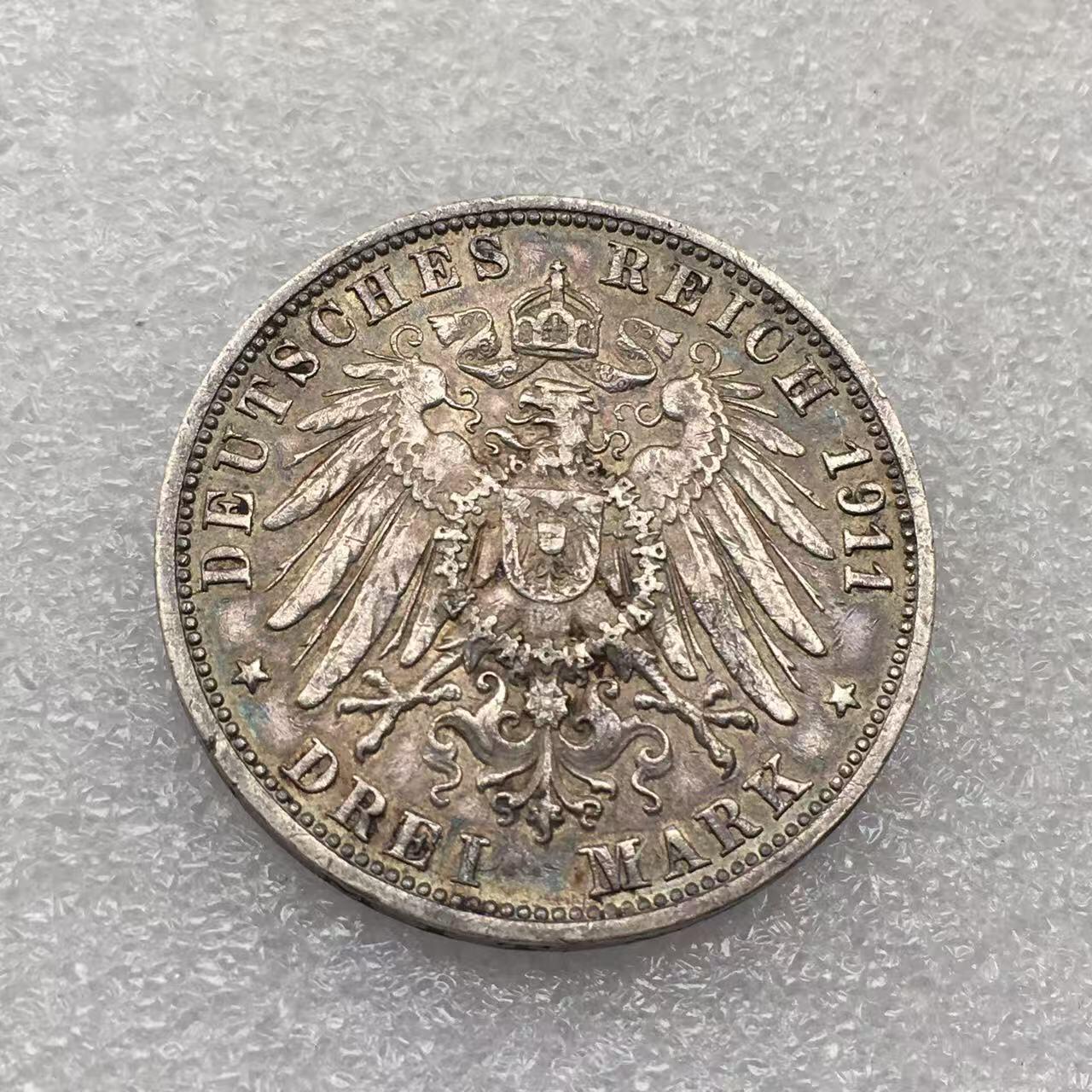 世界钱币专场拍卖 每周二开拍 1911年德国符腾堡银婚3马克银币