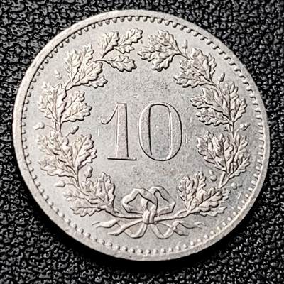 泉币菌-第228场-三月三 上巳节专场 拍品多 请提前出价 高币值 百年延续 女神 瑞士1983年 10分銅镍硬币