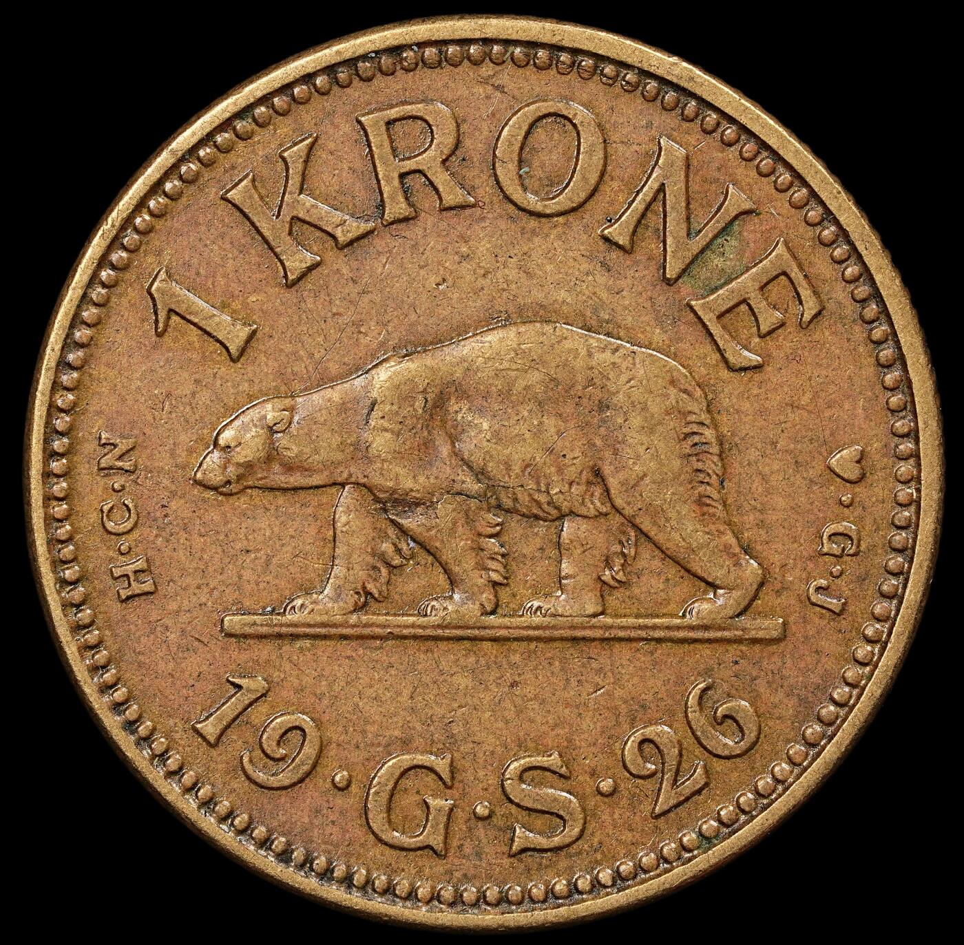 修遠堂世界钱币第112期 1926年格陵兰1克朗