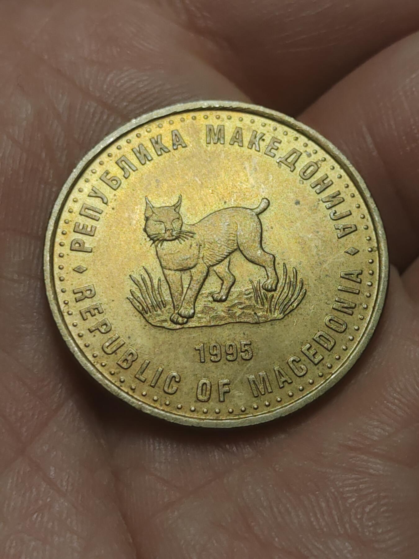 2026年第四十五场(总第二百一十四场）外国好品散币场(免佣金) 北马其顿🇲🇰1995单年份5第纳尔(FAO成立50周年纪念币，黄铜材质版)