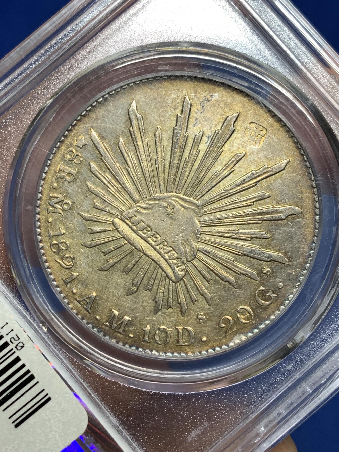 《竞宝斋》第481场 周日，周一 2场连拍 （全场包邮）20级店铺 欢迎送拍 公博 MS真品 墨西哥1891年鹰洋银币 27g