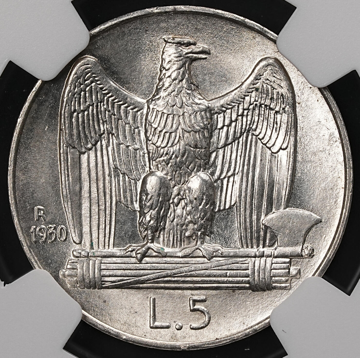 修遠堂世界钱币第112期 NGC MS64 1930年意大利5里拉银币，上期拍品，被鸽重拍