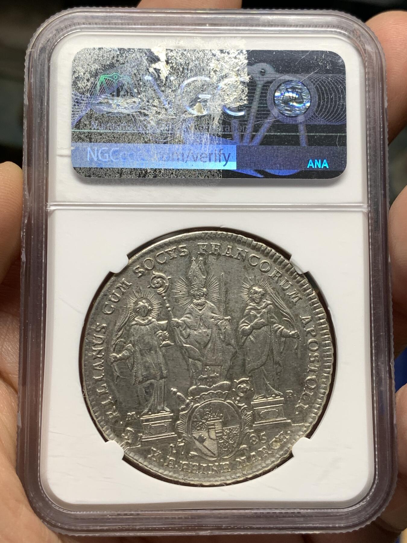 《竞宝斋》第481场 周日，周一 2场连拍 （全场包邮）20级店铺 欢迎送拍 NGC AUD 德国1785年霍恩洛厄-新施泰因-厄林根泰勒银币 品种不错 细节见图