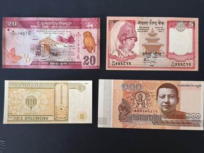 外币专场，全场0佣金，一项起包邮，第20260426 【乾奕收藏】亚洲国家纸币一组，包含斯里兰卡，柬埔寨，尼泊尔，蒙古
