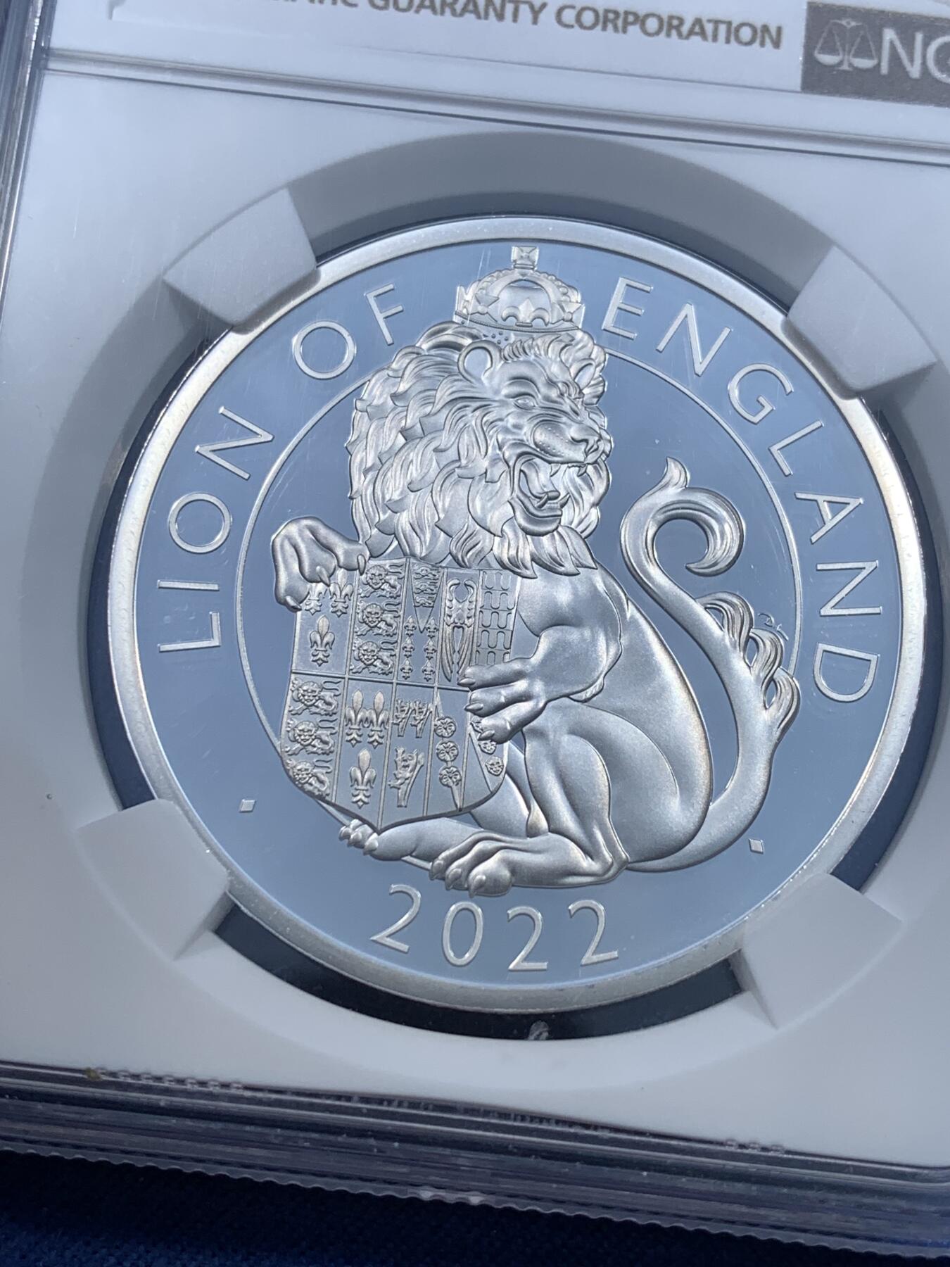 《竞宝斋》第481场 周日，周一 2场连拍 （全场包邮）20级店铺 欢迎送拍 NGC PF69UC 英国 2022年 Tudor Beasts 都铎神兽系列—英格兰狮子一盎司银币（该系列首枚发行的神兽主题）超深浮雕，镜面感极强，盒证齐全。