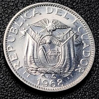 泉币菌-第229场-拍品多 请提前出价 原光美品 1968年 厄瓜多尔10分硬币 19mm 