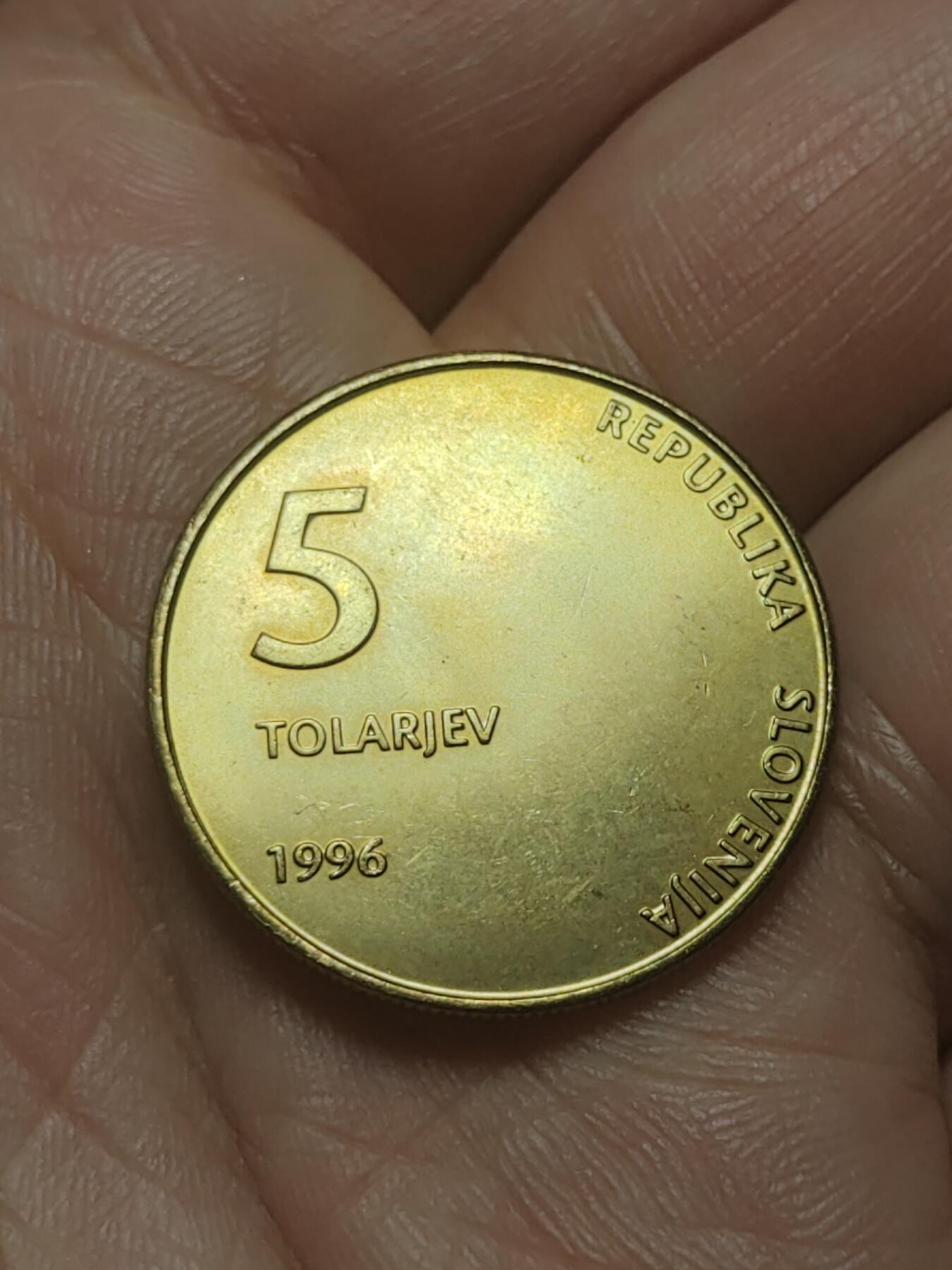 2026年第四十五场(总第二百一十四场）外国好品散币场(免佣金) 少见–斯洛文尼亚🇸🇮1996年5托拉尔(独立5周年纪念币)