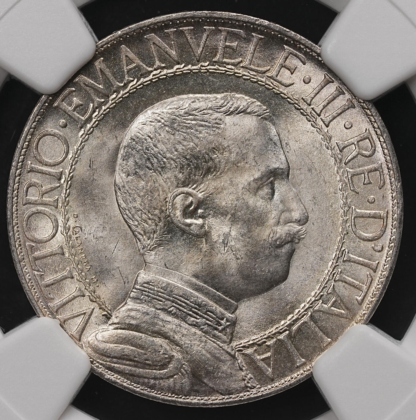 修遠堂世界钱币第112期 NGC MS65 1912年意大利圈版马车1里拉银币，收藏级状态，较少见的年份