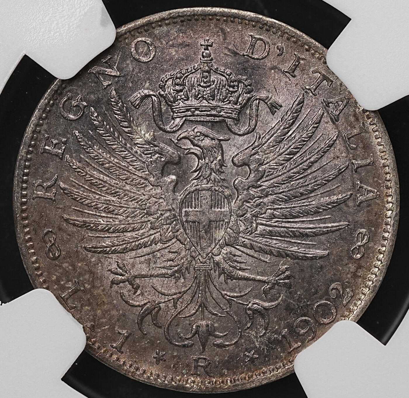 修遠堂世界钱币第112期 NGC MS65 1902年意大利1里拉银币,收藏级状态