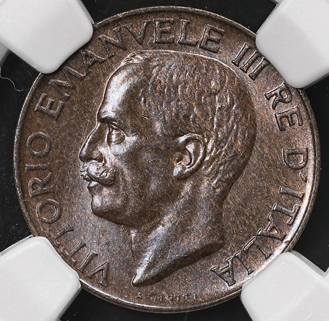 修遠堂世界钱币第112期 NGC MS65BN 1929年意大利5分铜币，上期拍品，被鸽重拍