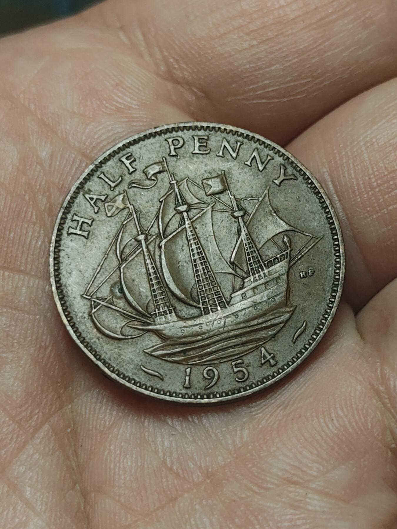 2026年第四十五场(总第二百一十四场）外国好品散币场(免佣金) 英国🇬🇧1954年1/2便士(伊丽莎白二世青年桂冠第二版，首发年)