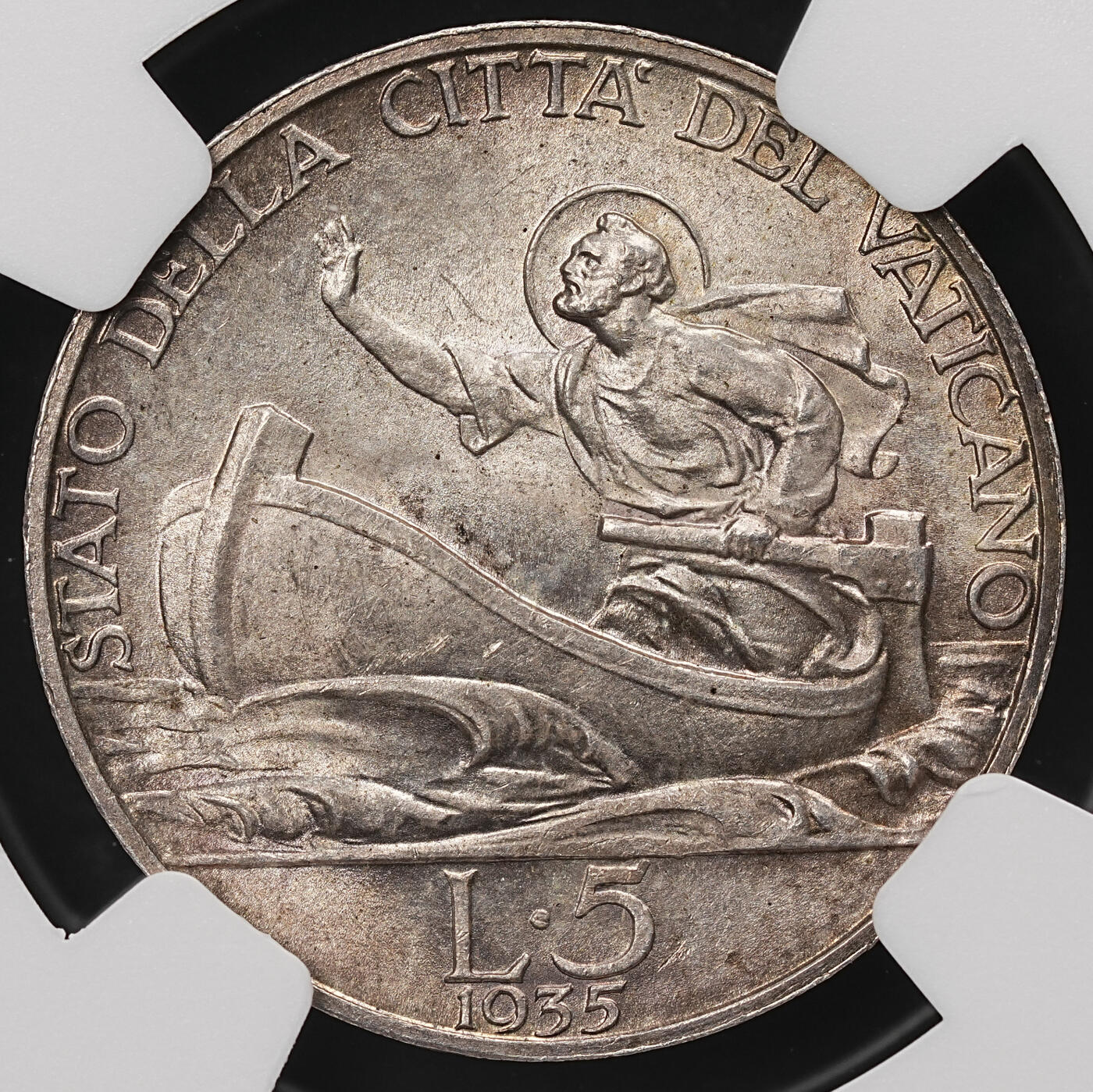 修遠堂世界钱币第112期 NGC MS65 1935年梵蒂冈5里拉银币