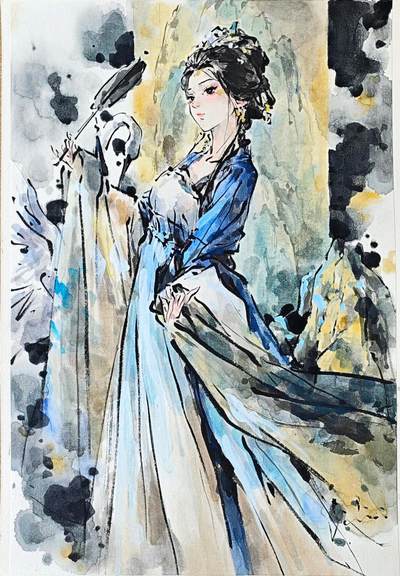 白泽拍卖卡牌手绘专场第35期（问东城春色，正谷雨，牡丹期） - 2026 迟迟手绘画 文物拟人 千里江山图