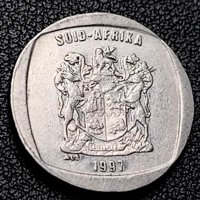 泉币菌-第228场-三月三 上巳节专场 拍品多 请提前出价 跳羚 鹰徽左南字 南非1兰特 镍币 1997年20.0毫米 4.0克
