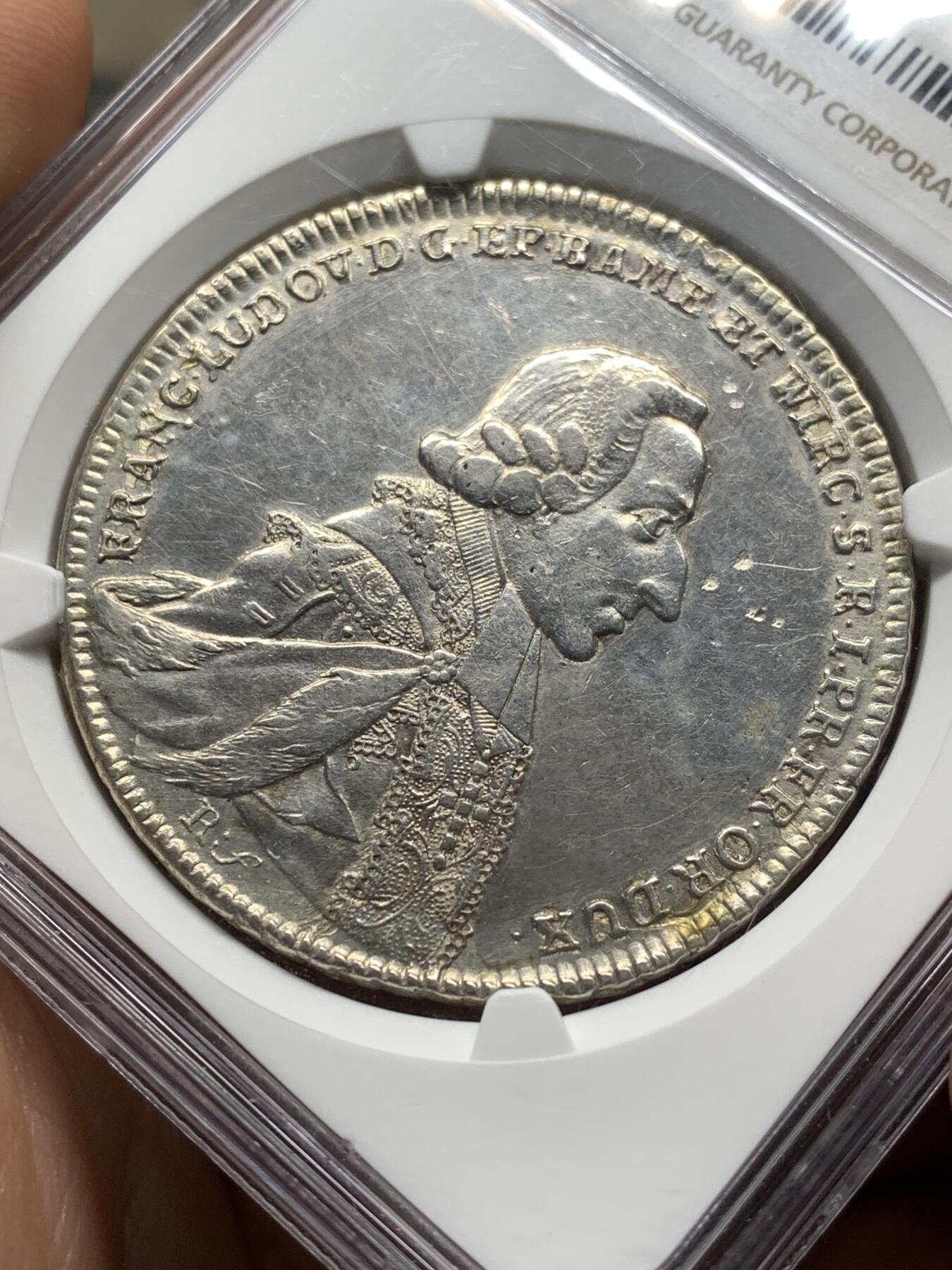 《竞宝斋》第481场 周日，周一 2场连拍 （全场包邮）20级店铺 欢迎送拍 NGC AUD 德国1785年霍恩洛厄-新施泰因-厄林根泰勒银币 品种不错 细节见图