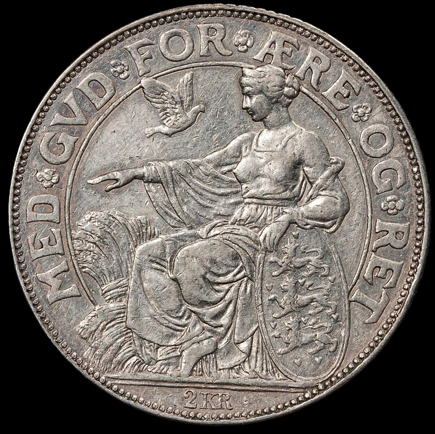 修遠堂世界钱币第112期 1903年丹麦国王登基40周年纪念2克朗银币 15g，含银80%