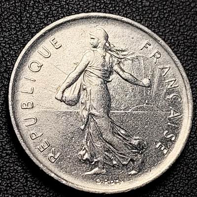 泉币菌-第229场-拍品多 请提前出价 1970年 法国5法郎 直径29mm 播种少女