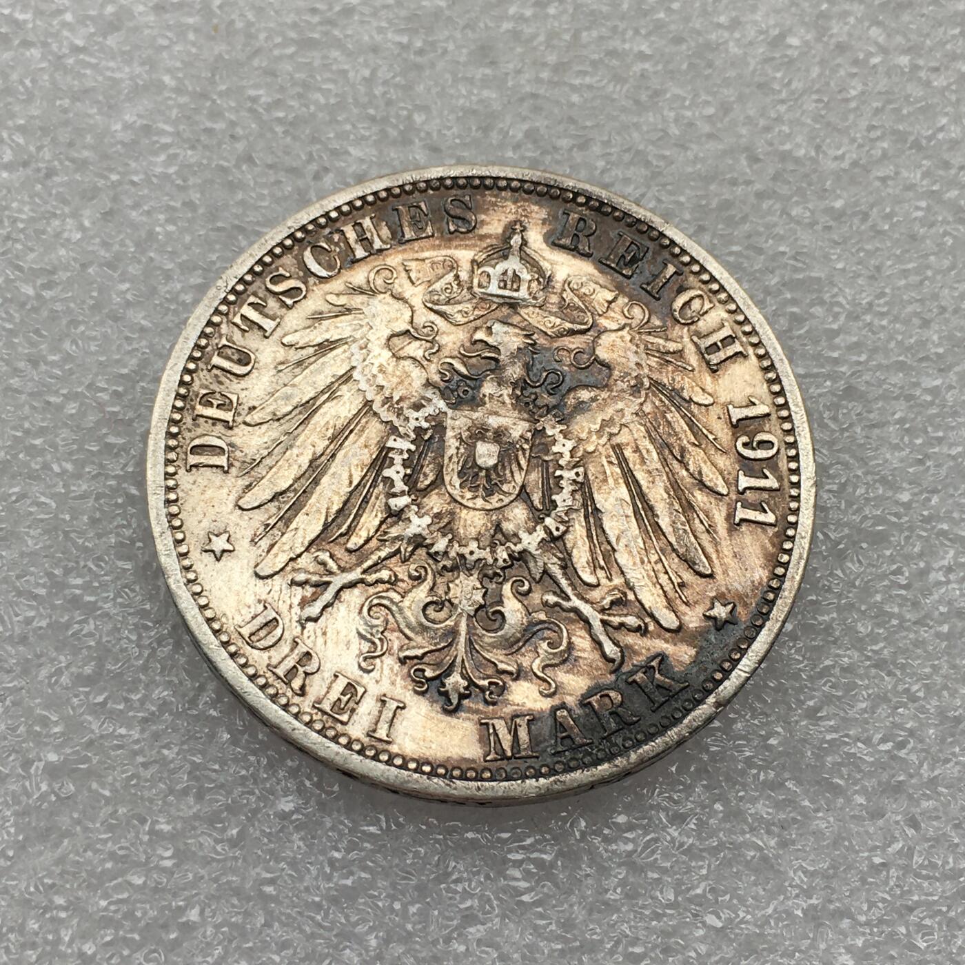 世界钱币专场拍卖 每周二开拍 1911年德国符腾堡银婚3马克银币