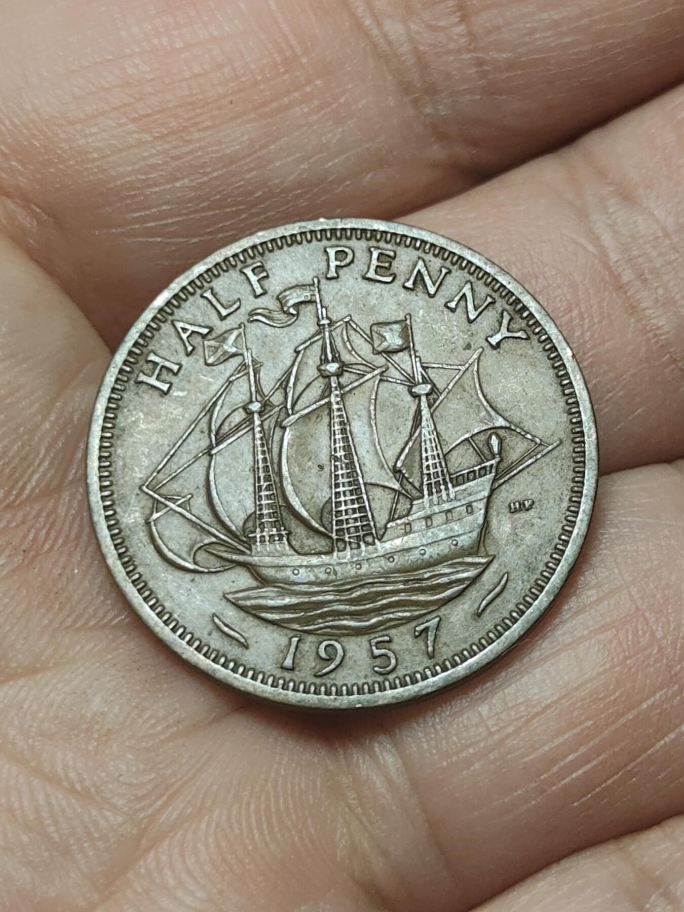 2026年第四十五场(总第二百一十四场）外国好品散币场(免佣金) 英国🇬🇧1957年1/2便士(伊丽莎白二世青年桂冠第二版)
