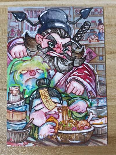 第二场手绘、卡牌、周边专场 零佣长期收拍 - 【手绘卡】Q版钟馗抓鬼 炫酷特效 知名画师北差