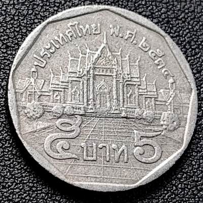 泉币菌-第229场-拍品多 请提前出价 泰国70年代5铢 曼谷云石寺 拉玛九世 铜镍包铜 24mm