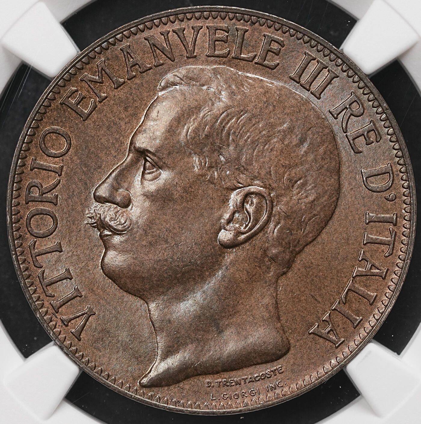 修遠堂世界钱币第112期 NGC MS65RB 1911年意大利王国建国50周年托奶10分铜币
