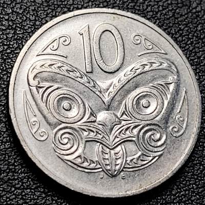 泉币菌-第229场-拍品多 请提前出价 - 英属新西兰 10分硬币 毛利人面具 伊丽莎白二世 女王24mm