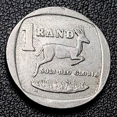 泉币菌-第228场-三月三 上巳节专场 拍品多 请提前出价 跳羚 鹰徽左南字 南非1兰特 镍币 1997年20.0毫米 4.0克