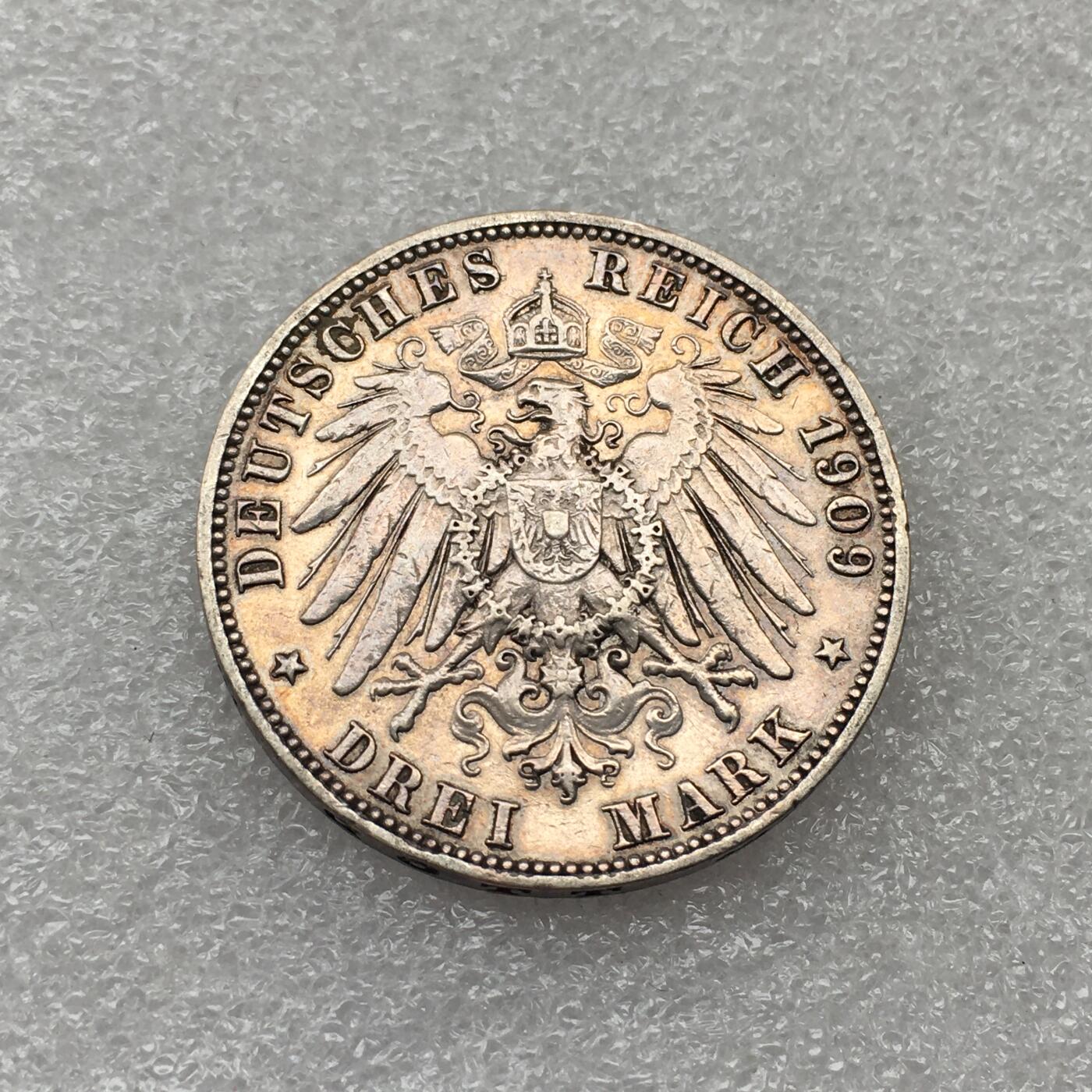 世界钱币专场拍卖 每周二开拍 1909年德国符腾堡威廉二世3马克银币