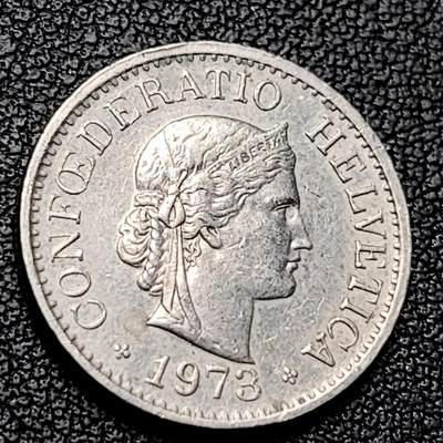 泉币菌-第228场-三月三 上巳节专场 拍品多 请提前出价 高币值 百年延续 女神 瑞士1973年 10分銅镍硬币 