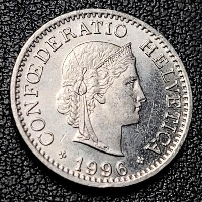 泉币菌-第228场-三月三 上巳节专场 拍品多 请提前出价 高币值 百年延续 女神 瑞士1996年 10分銅镍硬币