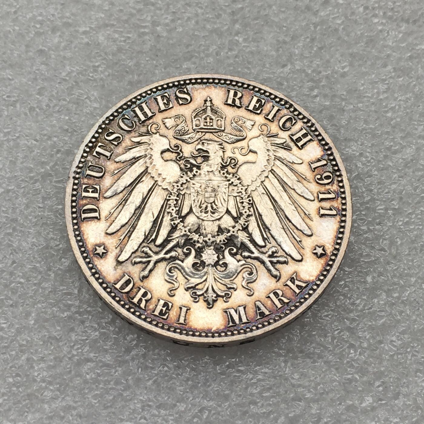 世界钱币专场拍卖 每周二开拍 1911德国萨克森奥古斯特3马克银币