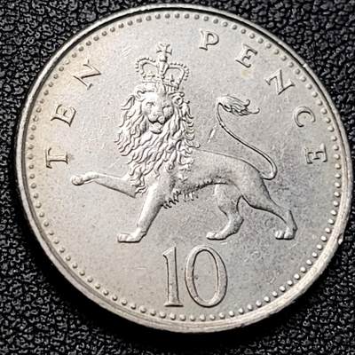 泉币菌-第229场-拍品多 请提前出价 英国1992年 10便士铜镍币 24.5mm 伊丽莎白二世女王 皇冠狮子