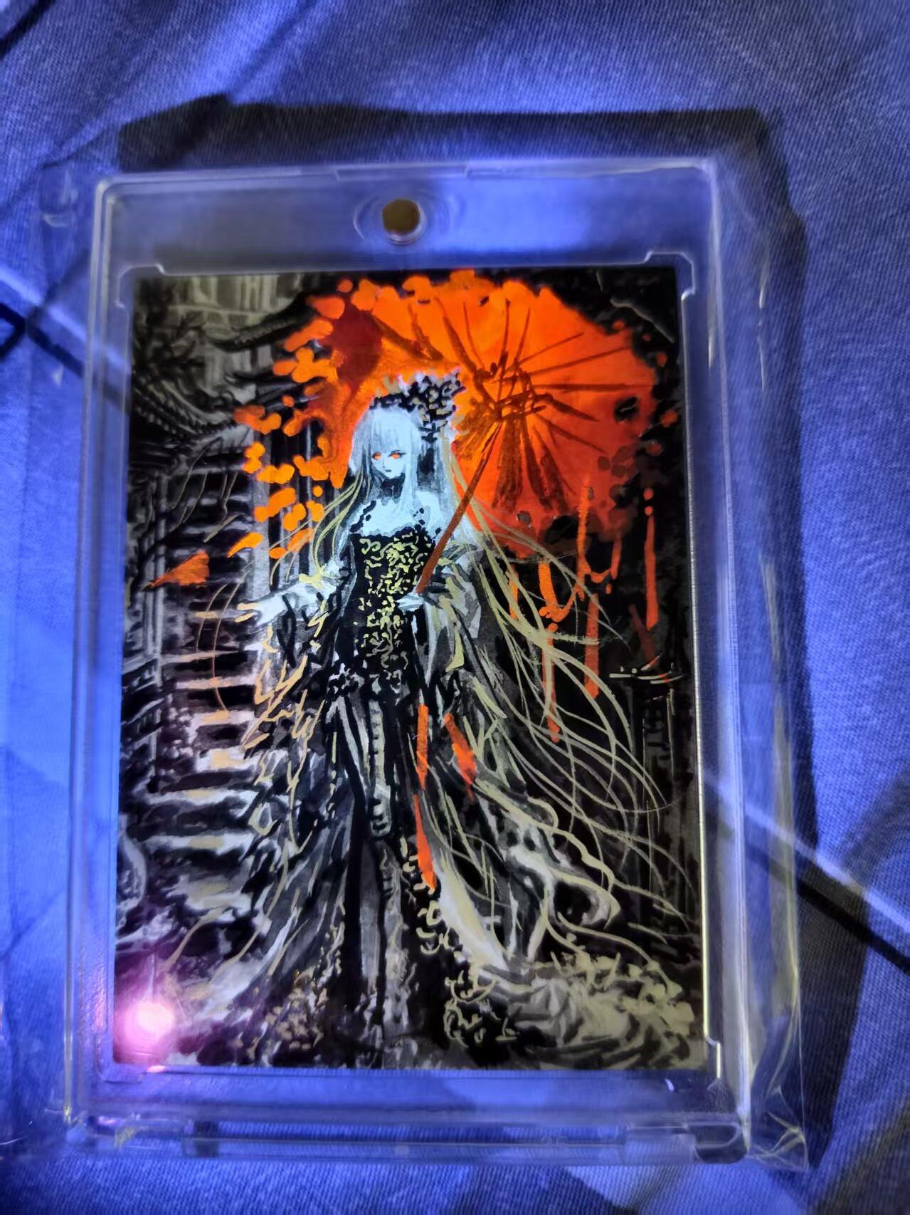 第112期阳大大卡牌拍卖第112期（持续收拍品，周六晚上九点截拍，进群福利早知道） 【特效手绘卡】不语 红伞佳人 手绘盒里拆出 绝色手绘卡1/1特效拉满非常漂亮