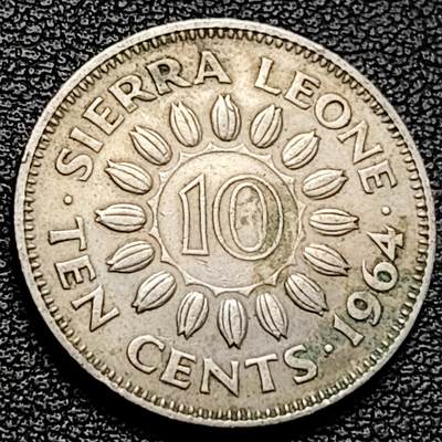泉币菌-第229场-拍品多 请提前出价 - 塞拉年昂1964年10分銅镍硬币 22.9毫米 4.9克 首相米尔顿爵士