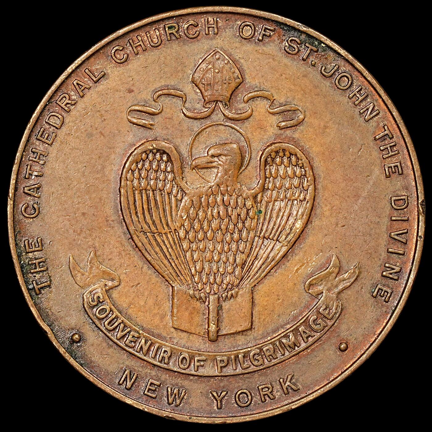 修遠堂世界钱币第112期 20世纪初美国纽约圣约翰大教堂朝圣纪念铜章（R. Stoll 出品），32.10mm，10.38g