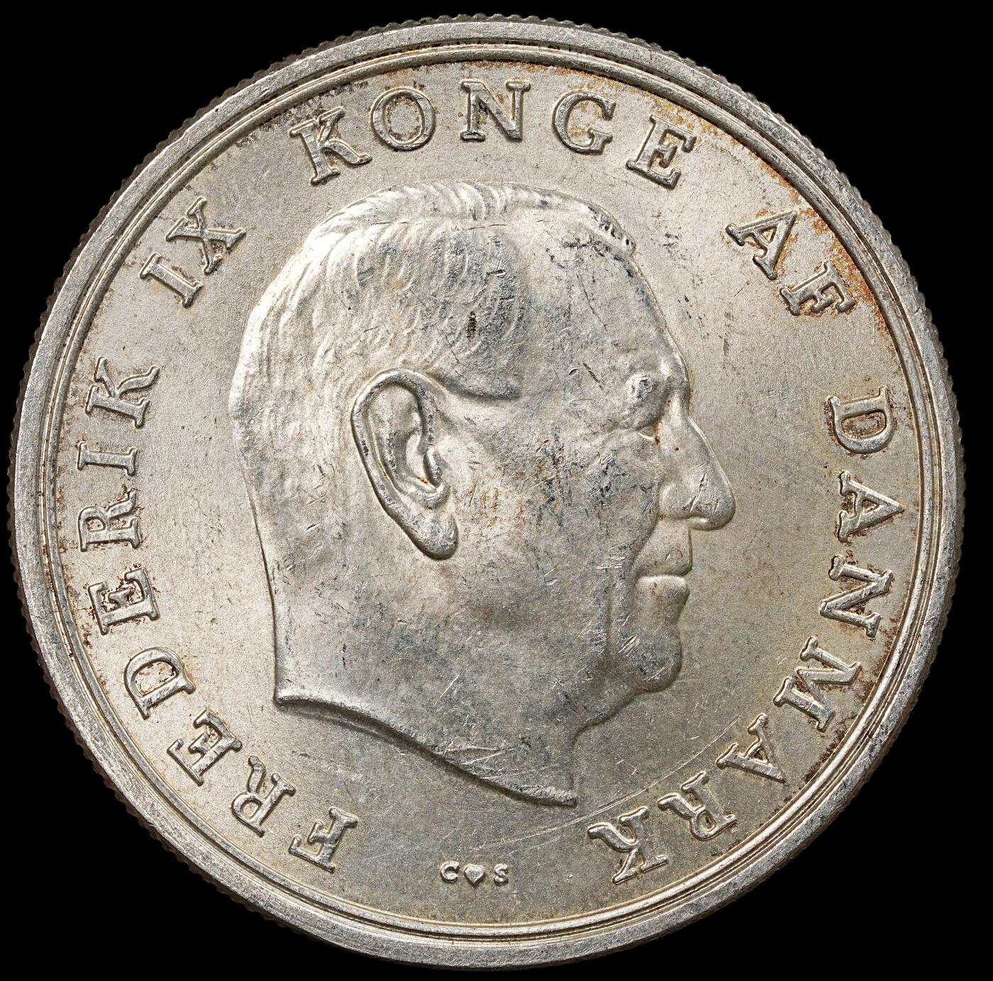 修遠堂世界钱币第112期 1964年丹麦安妮公主结婚纪念5克朗银币 17g，含银80%