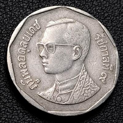 泉币菌-第229场-拍品多 请提前出价 泰国70年代5铢 曼谷云石寺 拉玛九世 铜镍包铜 24mm